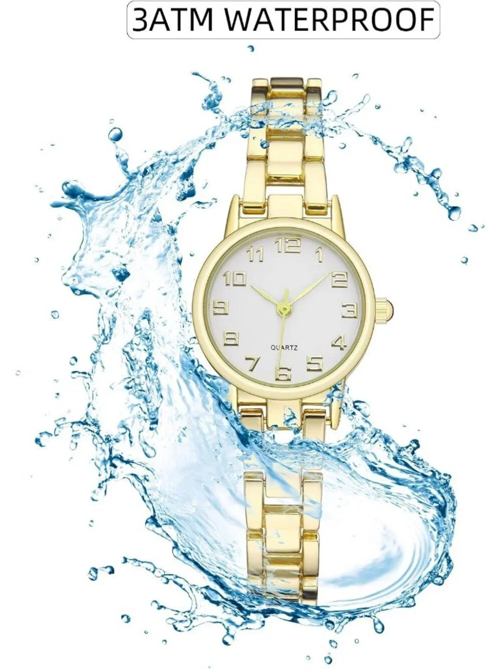 Women Gold White Small Thin Analog Bracelet Quartz Dainty Waterproof Wrist Watch